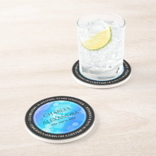 Posavasos Elegante 41° Aniversario del Boda de Topaz Azul