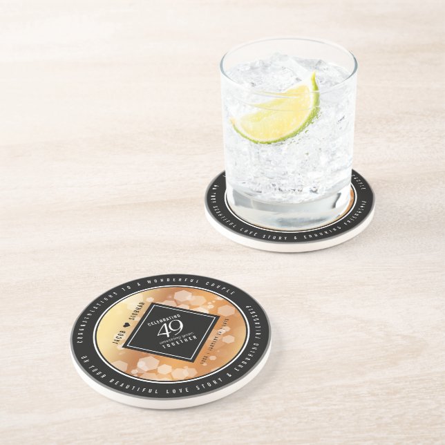 Posavasos Elegante 49° Aniversario del Boda del Cobre (Lado)