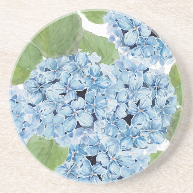 Posavasos Elegante acuarela azul Hydrangea (Frente)