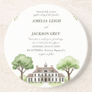 Posavasos Elegante acuarela Floral Estate Boda Sandstone