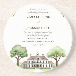 Posavasos Elegante acuarela Floral Estate Boda Sandstone