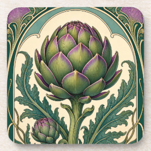 Posavasos Elegante Alcachofa Art Nouveau Estilo Vintage