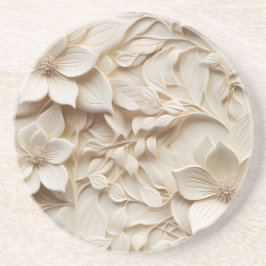 Posavasos Elegante alivio floral Grabado en relieve 3D