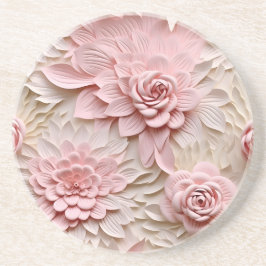 Posavasos Elegante alivio floral Grabado en relieve 3D