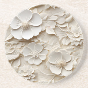 Posavasos Elegante alivio floral Grabado en relieve 3D
