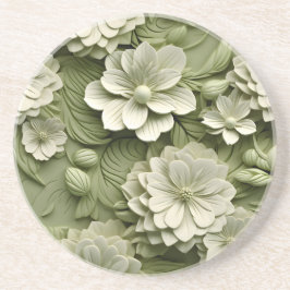 Posavasos Elegante alivio floral Grabado en relieve 3D
