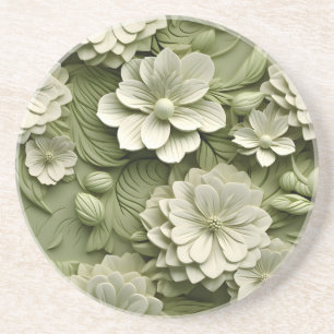 Posavasos Elegante alivio floral Grabado en relieve 3D