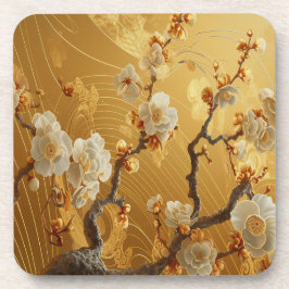 Posavasos Elegante árbol de ciruelas doradas japonés