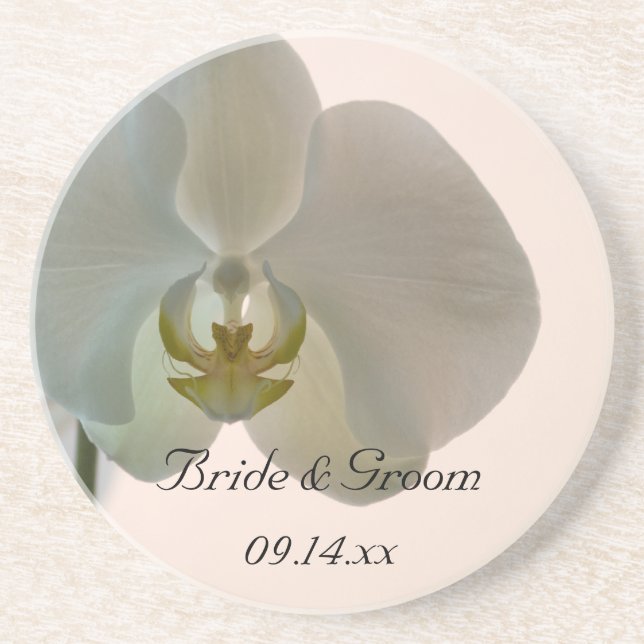Posavasos Elegante Boda de orquídeas blancas (Frente)