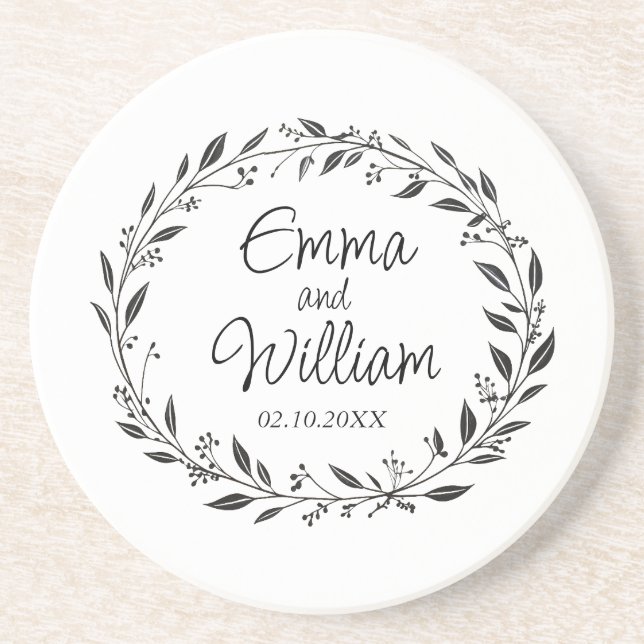 Posavasos Elegante boda floral (Frente)