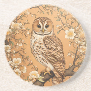 Posavasos Elegante búho de Tawny William Morris inspirado
