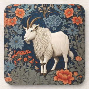Posavasos Elegante cabra de montaña William Morris inspirado