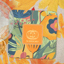 Posavasos Elegante Calabaza Floral Verde Salvia Mostaza