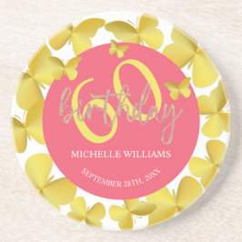 Posavasos Elegante caligrafía de mariposa dorada Purpurina