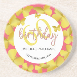 Posavasos Elegante caligrafía de mariposa dorada Purpurina