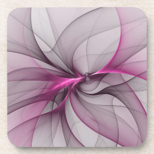 Posavasos Elegante Caos Moderno Arte Abstracto Fractal Rosa
