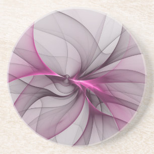 Posavasos Elegante Caos Moderno Arte Abstracto Fractal Rosa