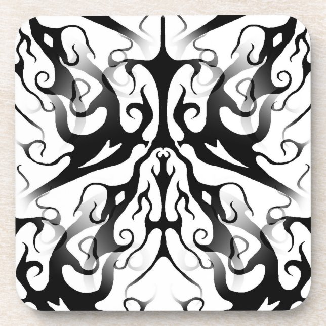 Posavasos Elegante cara en fuego y flama diseño tribal (Frente)