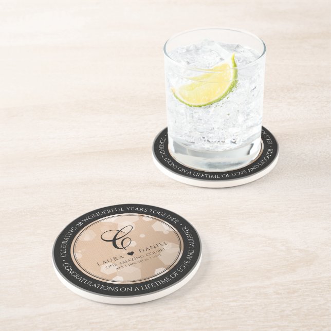Posavasos Elegante celebración del 28º Aniversario del Boda  (Lado)