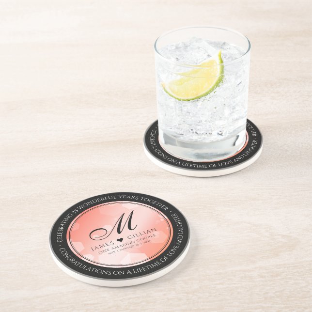 Posavasos Elegante celebración del 35° aniversario del Boda  (Lado)