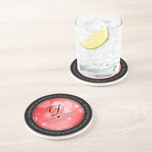 Posavasos Elegante celebración del 40° Aniversario del Boda  (Lado)