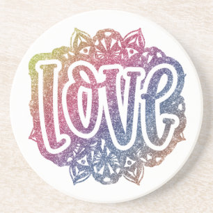 Posavasos Elegante Cita de Amor Purpurina Sparkle Romance
