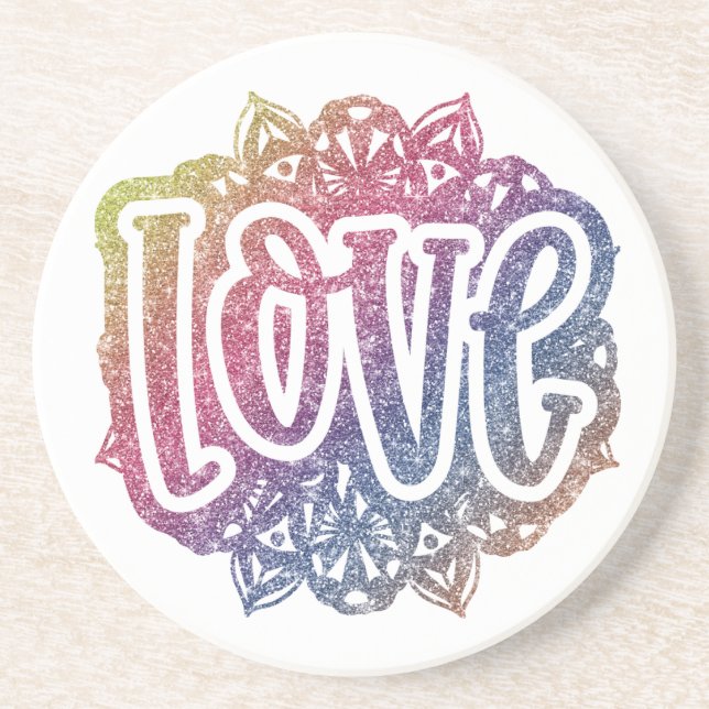 Posavasos Elegante Cita de Amor Purpurina Sparkle Romance (Frente)