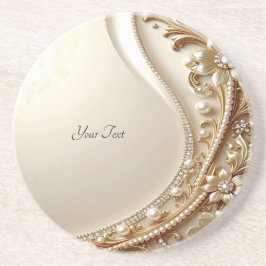 Posavasos Elegante Coaster de Arenisca Floral Dorado Ornamen