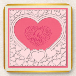 Posavasos Elegante corazón rosa Feliz Día de San Valentín el