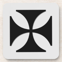 Elegante cruz Pattee negro, gris claro