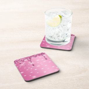 Posavasos Elegante de Brillo Rosado con Efecto de
