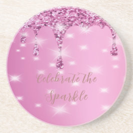 Posavasos Elegante de Deguello de Brillo Rosa Bril