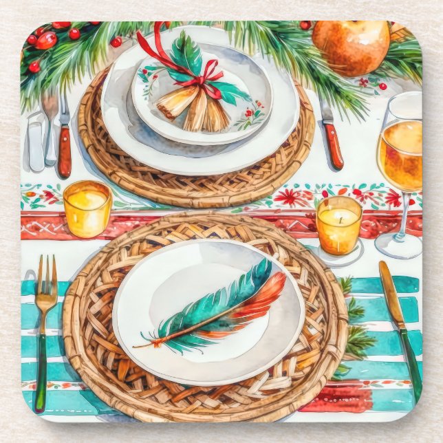 Posavasos Elegante decoración de vacaciones de Navidades ins (Frente)