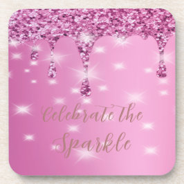 Posavasos Elegante Despedida de Soltera con Brillo Rosado y 
