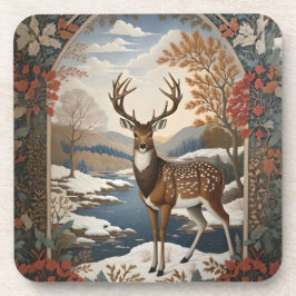 Posavasos Elegante escenario invernal del venado de invierno