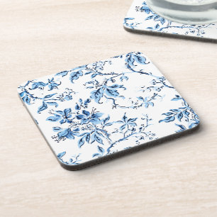 Posavasos Elegante floral azul y blanco Delft