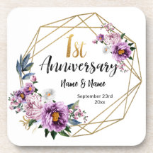 Elegante Floral de Oro 1er Aniversario