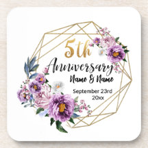 Elegante Floral de Oro 5 Años de Aniversario 