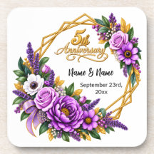Elegante Floral de Oro 5 Años de Aniversario 