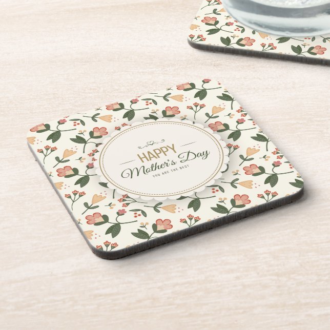 Posavasos Elegante Floral feliz Día de la Madre | Montaña (Lado Izquierdo)