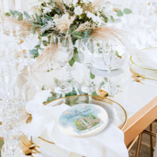 Posavasos Elegante Gazebo   palomas florales Boda Lujo