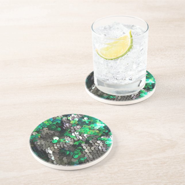 Posavasos Elegante glamour glamour greens grays secuencia de (Lado)