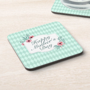 Posavasos Elegante Happy Mother's Day Floral Frame Coaster