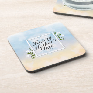 Posavasos Elegante Happy Mother's Day Floral Frame Coaster