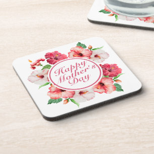 Posavasos Elegante Happy Mother's Day Floral Frame Coaster
