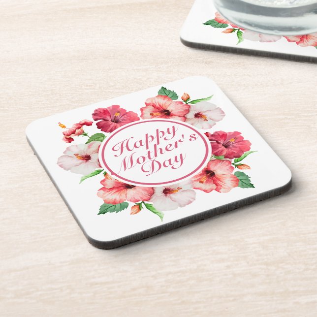 Posavasos Elegante Happy Mother's Day Floral Frame Coaster (Lado Izquierdo)