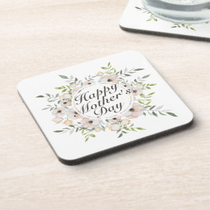 Posavasos Elegante Happy Mother's Day Floral Frame Coaster