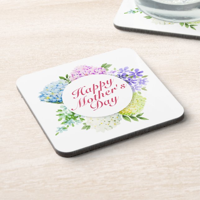 Posavasos Elegante Happy Mother's Day Floral Frame Coaster (Lado Izquierdo)