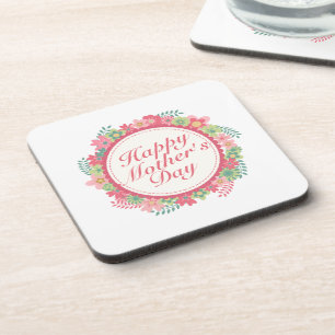 Posavasos Elegante Happy Mother's Day Floral Frame Coaster