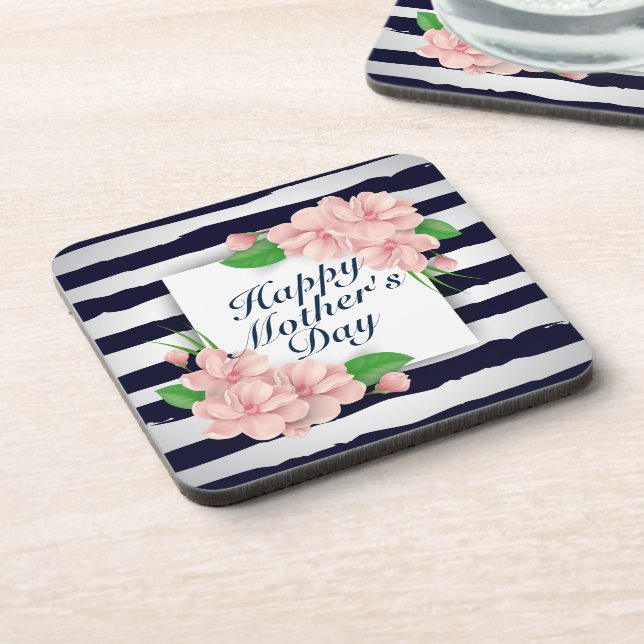 Posavasos Elegante Happy Mother's Day Floral Frame Coaster (Lado Izquierdo)
